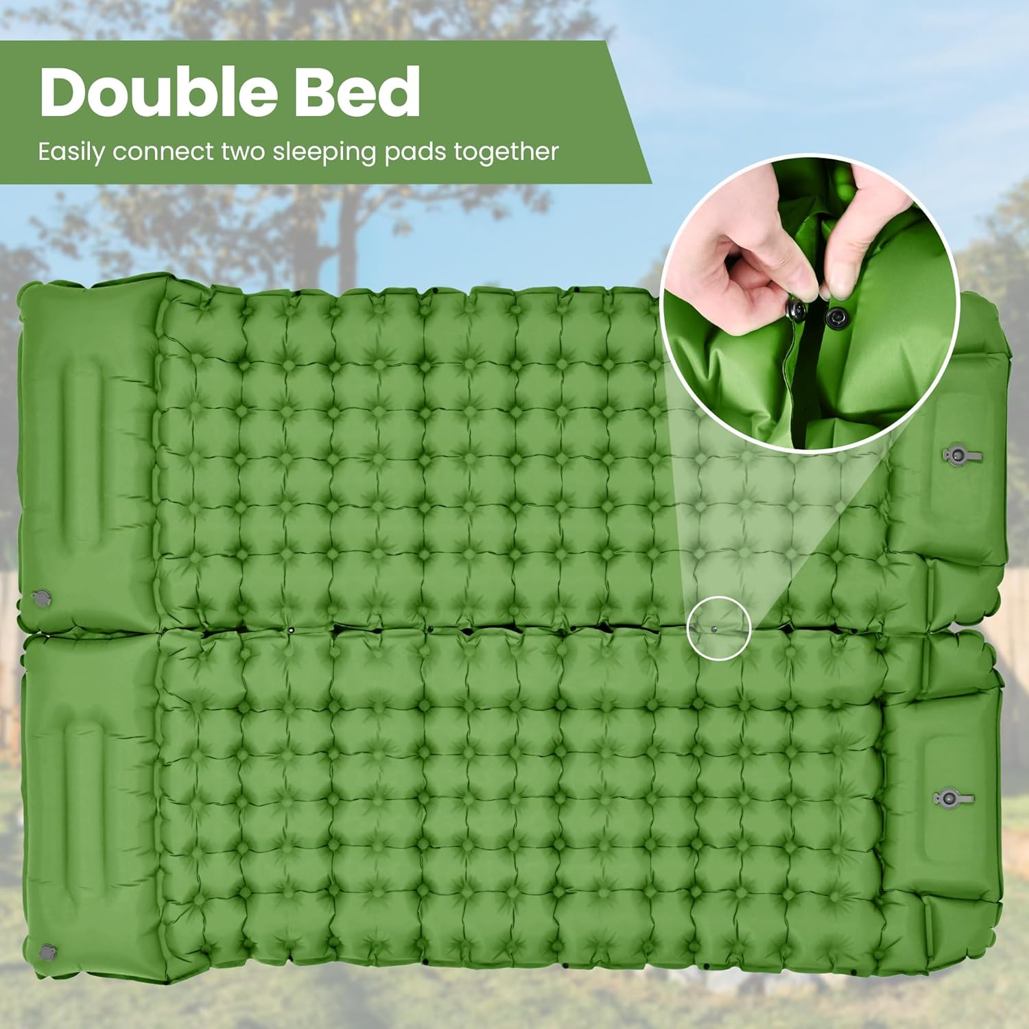 Thumbnail 3 de ROPODA Ultralight Sleeping Mat with Built-In Foot Pump – 77" x 27" x 3.9" (Green)