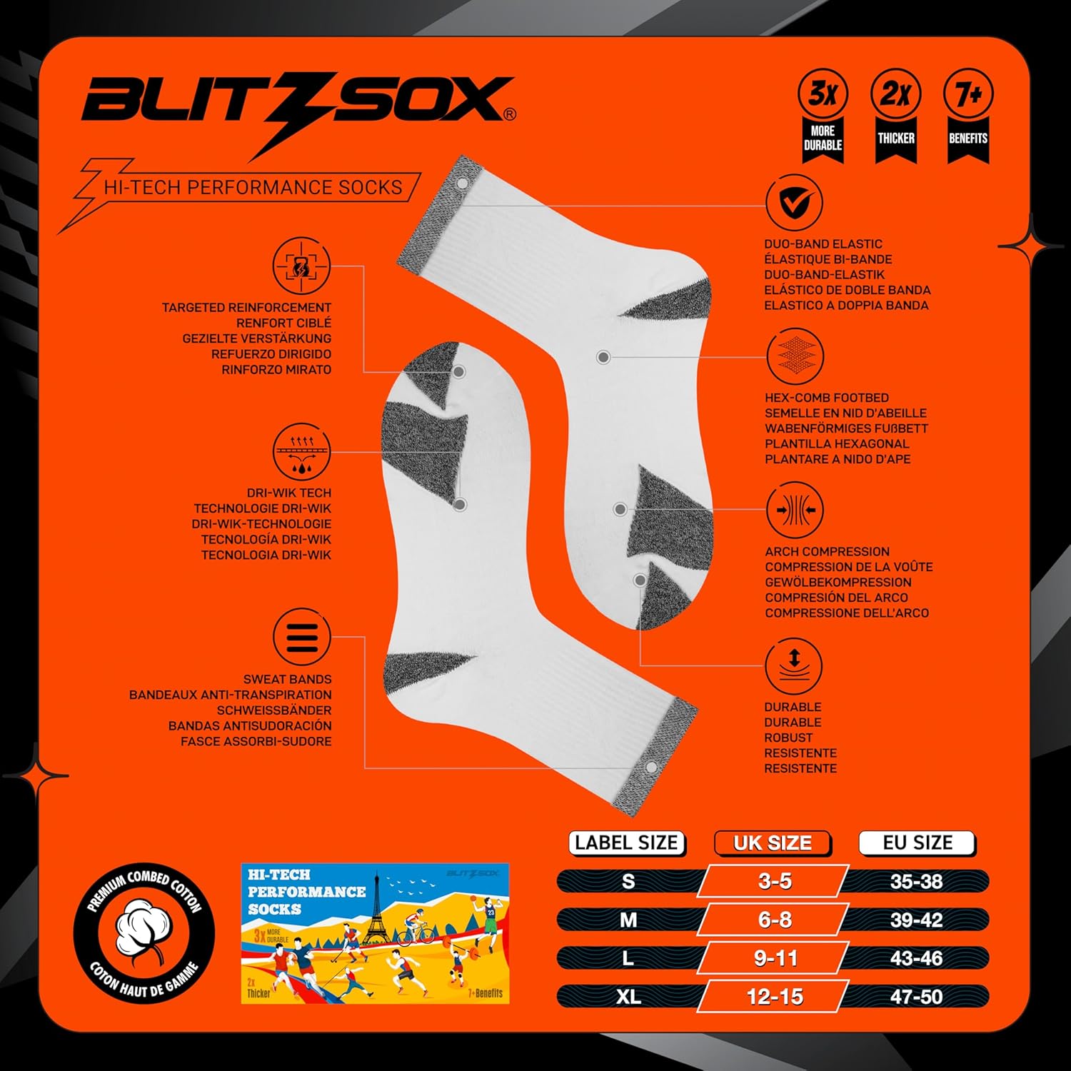 Thumbnail 1 de BLITZSOX Calzini sportivi uomo da corsa imbottiti e traspiranti, confezione da 6