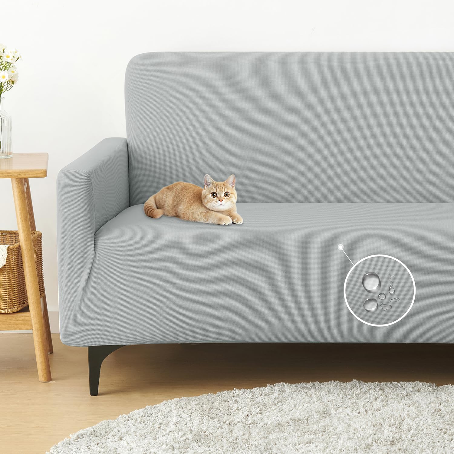 Detalle de クモリ HFGSFTPET-LG-2 2人掛けソファカバー 撥水・抗菌防臭加工、ペット対応生地