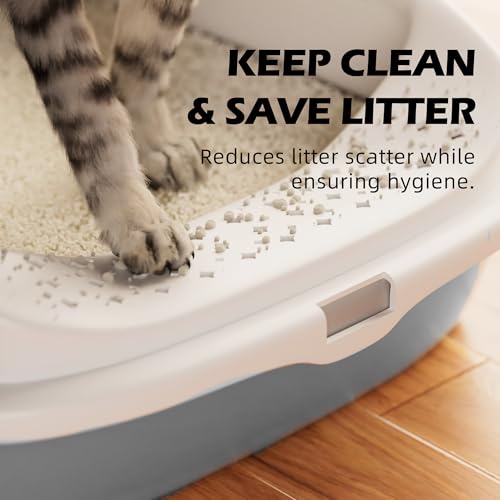 Thumbnail 3 de Vivo Technologies Cat Litter Tray Box (Grey) – Open Top Tray with Detachable Rim and Free Scoop