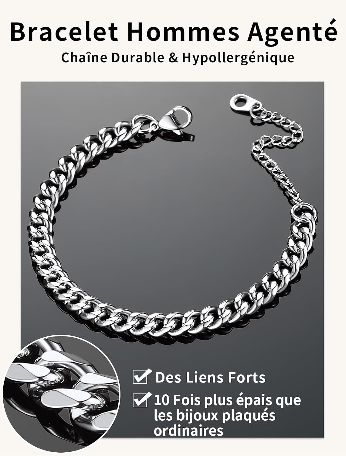Detalle 2 de ChainsHouse Bracelet chaîne cubaine 6 mm