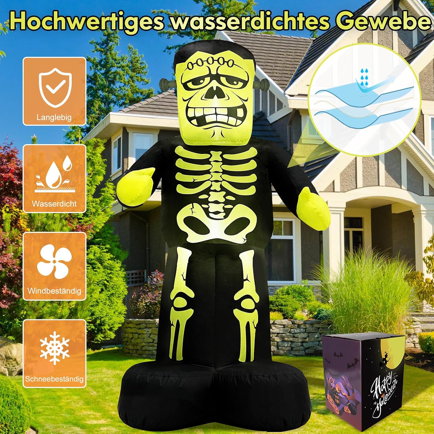 Detalle de Danxilu opblaasbare Frankenstein-decoratie van 213 cm met ledverlichting