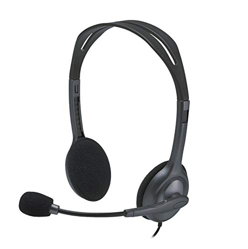 Detalle de Logitech H111 Kopfhörer mit Mikrofon – Stereo-Headset mit verstellbarem Mikrofon und Dualanschluss (Schwarz)