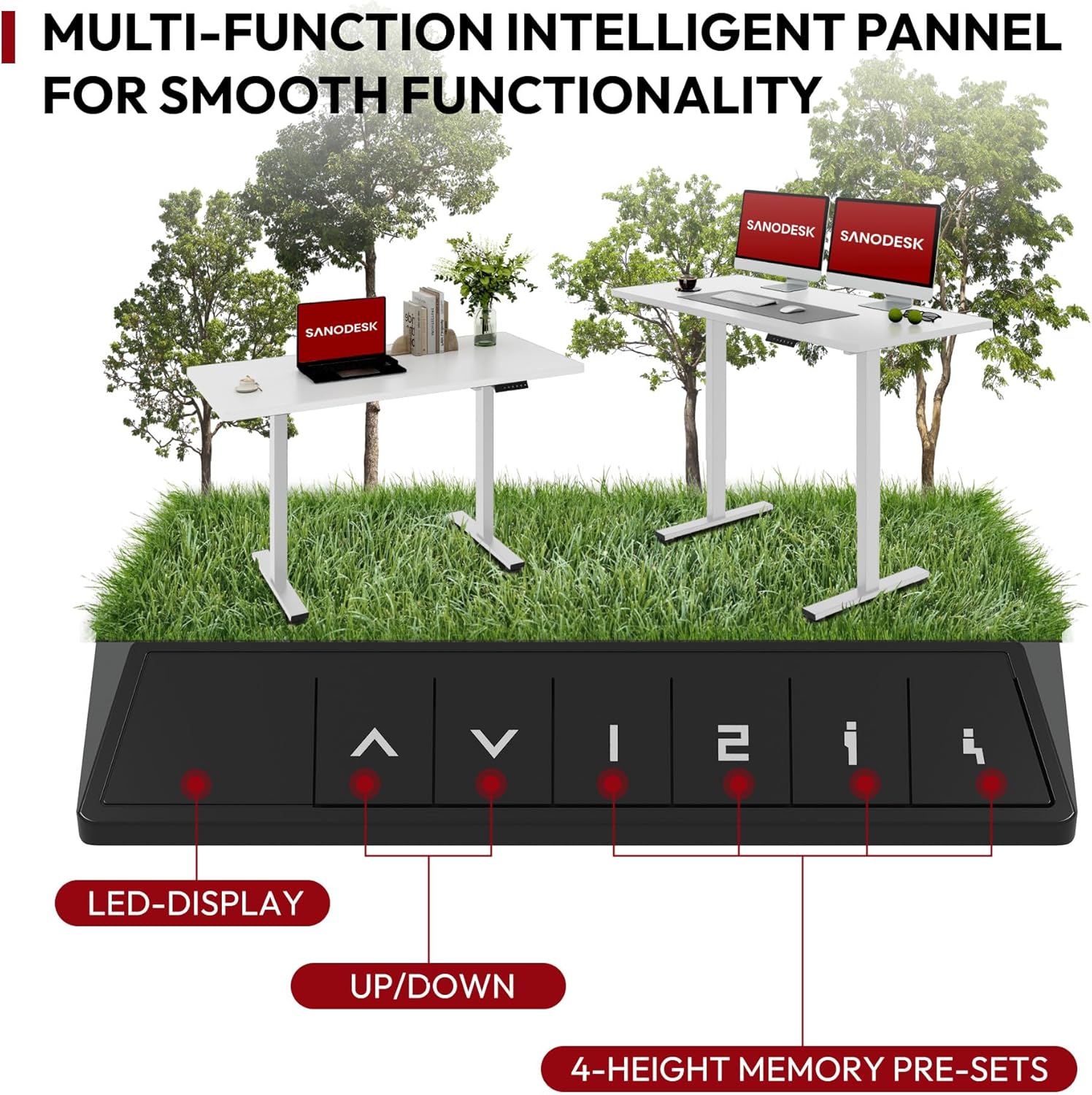 Detalle de SANODESK QS1+ 140×60 Electric Standing Desk