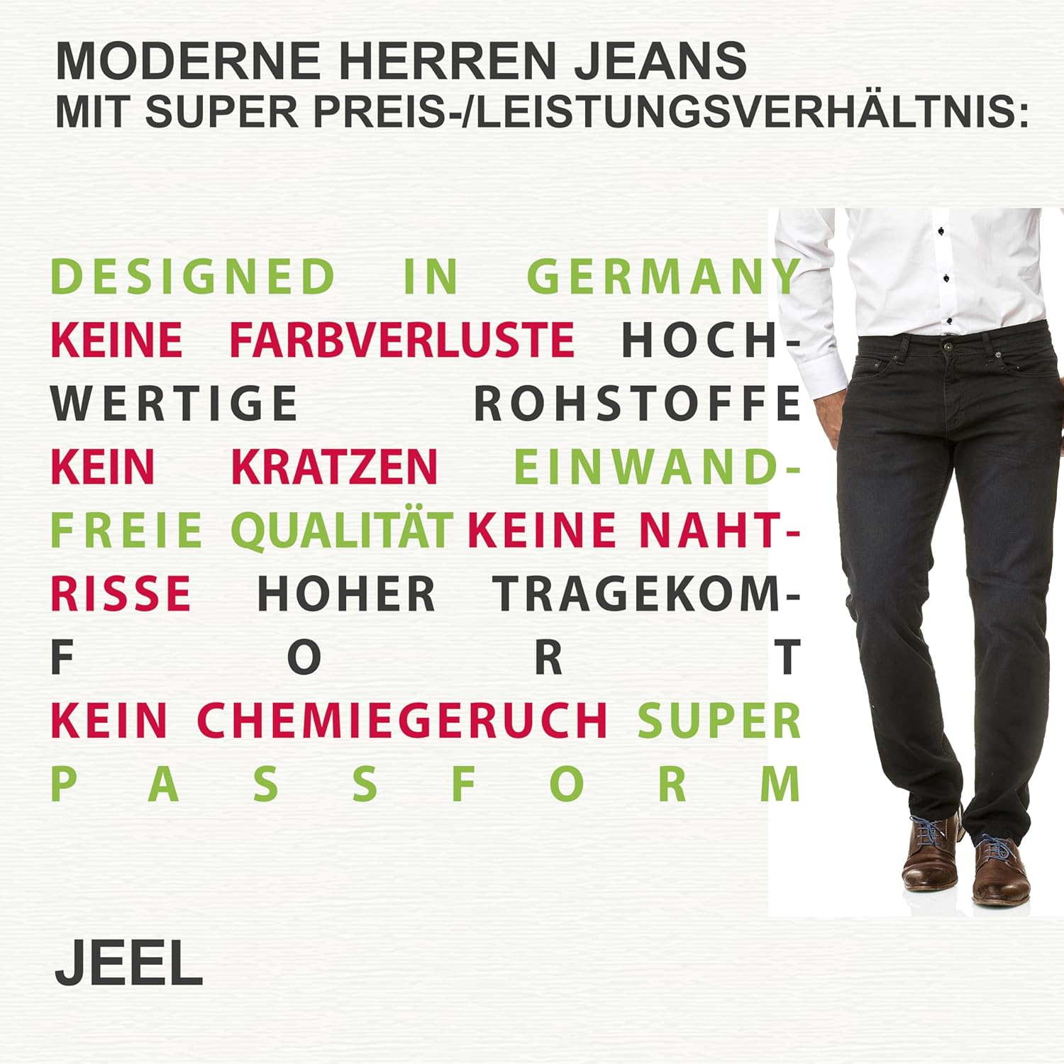 Thumbnail 6 de JEEL Herren Sweat-Jeans Regular-Fit Straight-Cut im Washed-Denim-Look