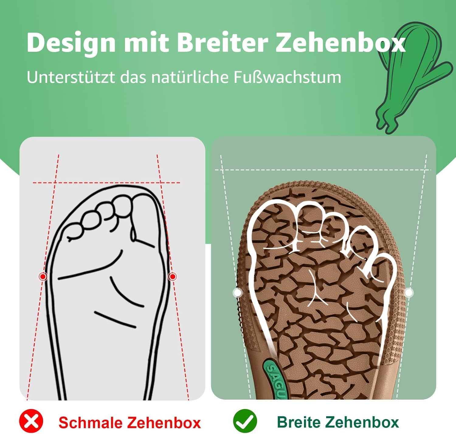 Thumbnail 1 de SAGUARO Barfußschuhe Kinder – Breiter Zehenraum, Klettverschluss und rutschfeste Sohle
