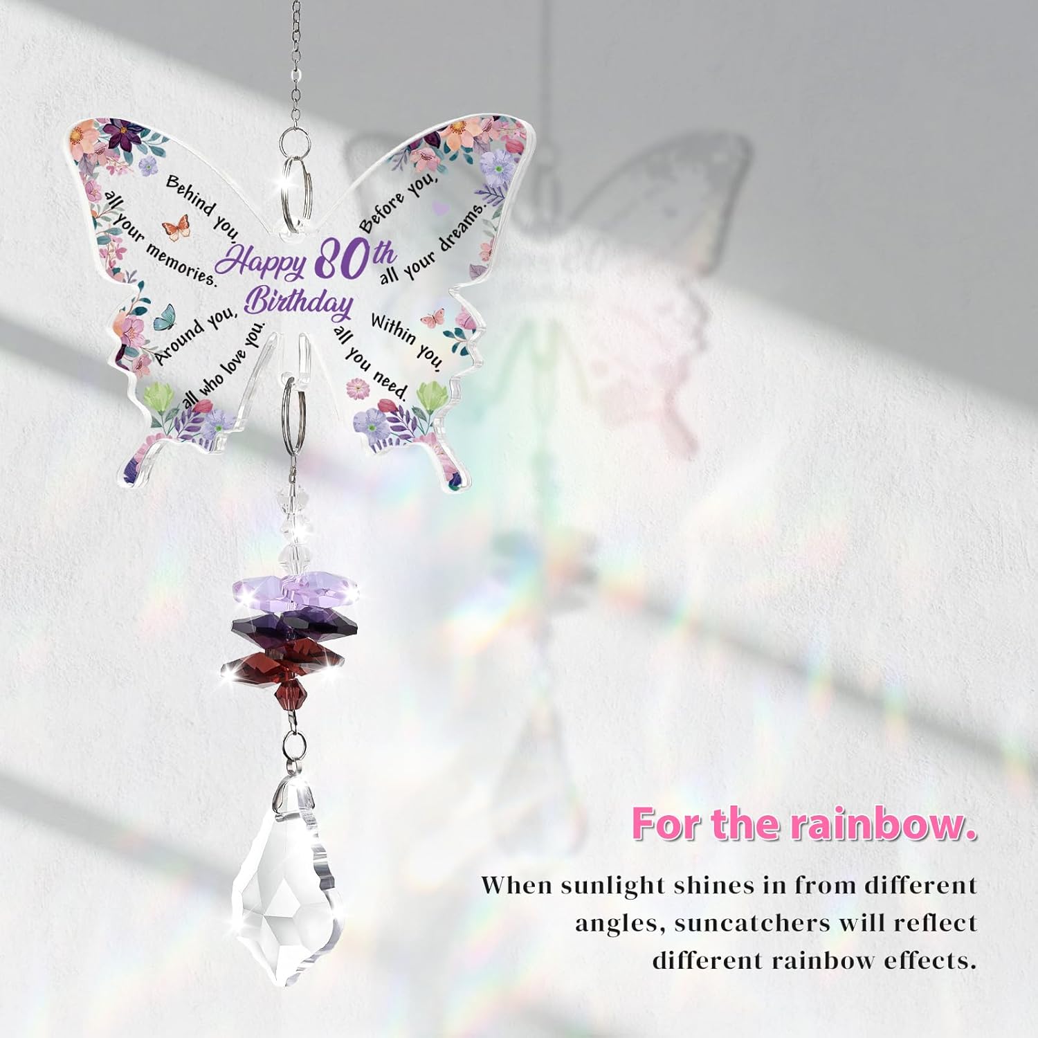 Thumbnail 6 de KAAYEE 80th Birthday Butterfly Crystal Suncatcher – Keepsake for Mum, Nan, Auntie or Special Friend