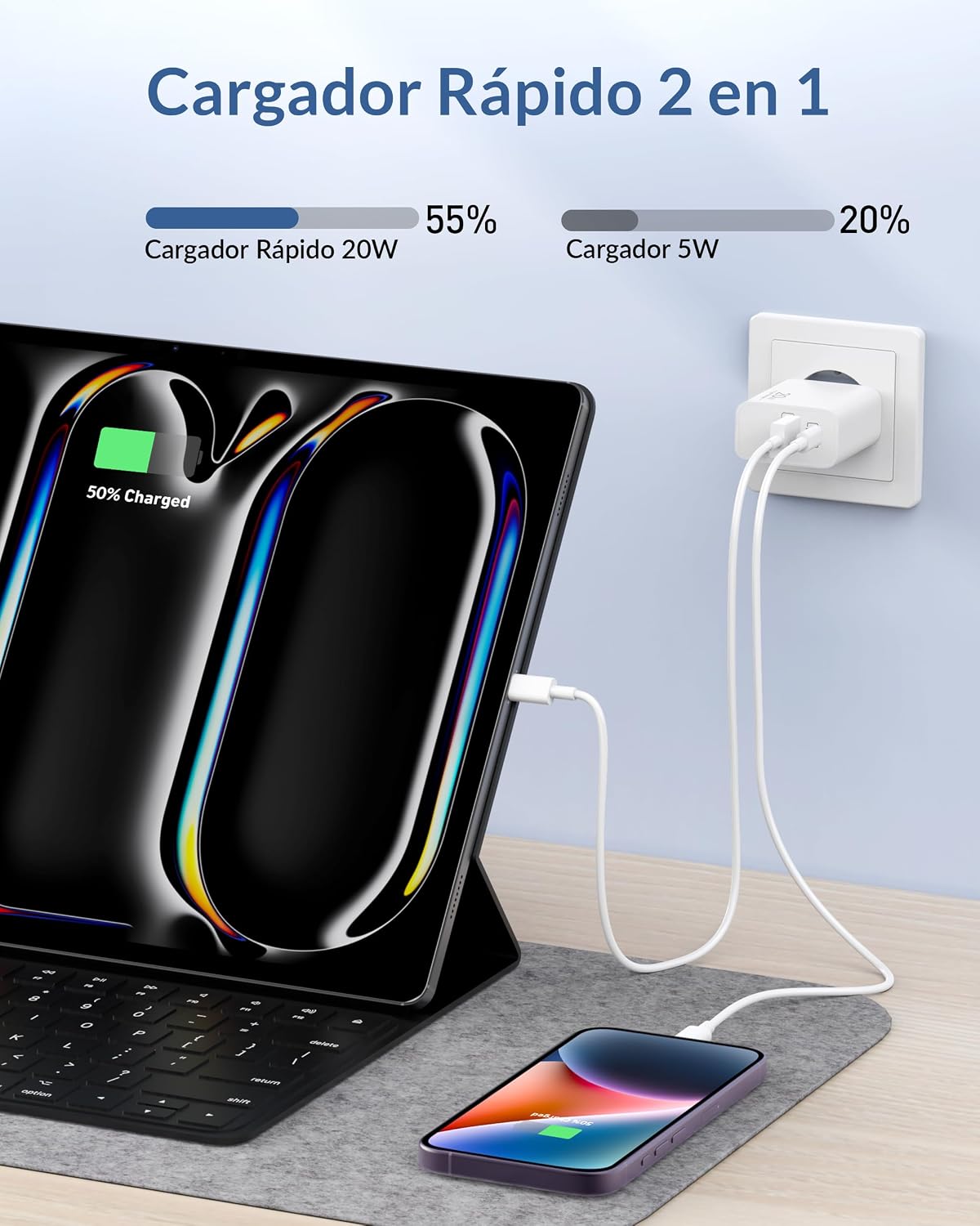 Thumbnail 5 de Cargador 20W 2 puertos USB-C y USB-A para iPhone