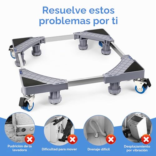 Detalle de Base para lavadora con 8 patas y 4 ruedas de WUFANC: soporte estable para lavadora/secadora