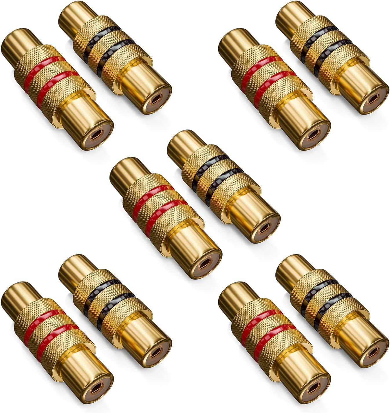Thumbnail 6 de deleyCON 2er RCA Kupplung Set – 2 Stück, Schwarz & Rot, Buchse-Buchse