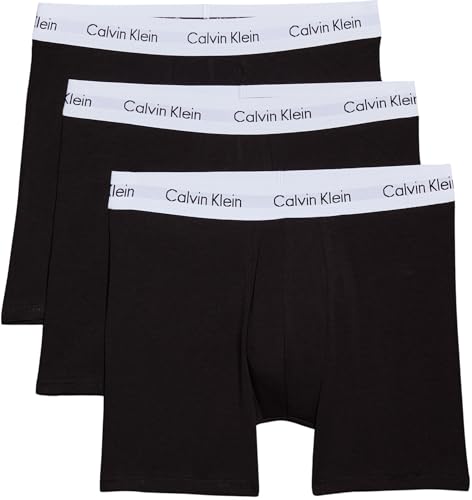 Detalle de Calvin Klein Boxers Longs Lot de 3 – Homme Boxer Brief Stretch, Noir, Taille M