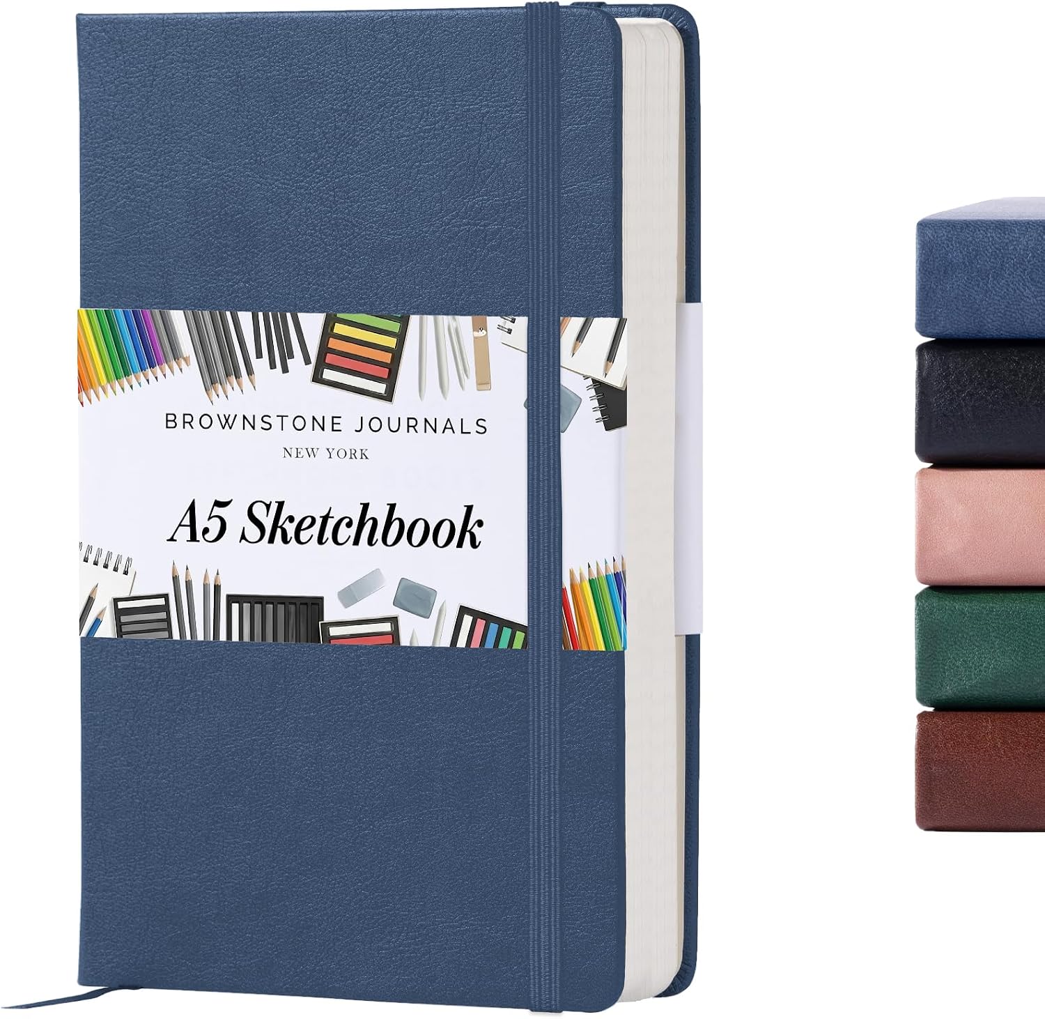 Detalle de Brownstone Journals A5 Sketch Book Hardcover – 80 Sheets, 100 GSM, Symphony Blue