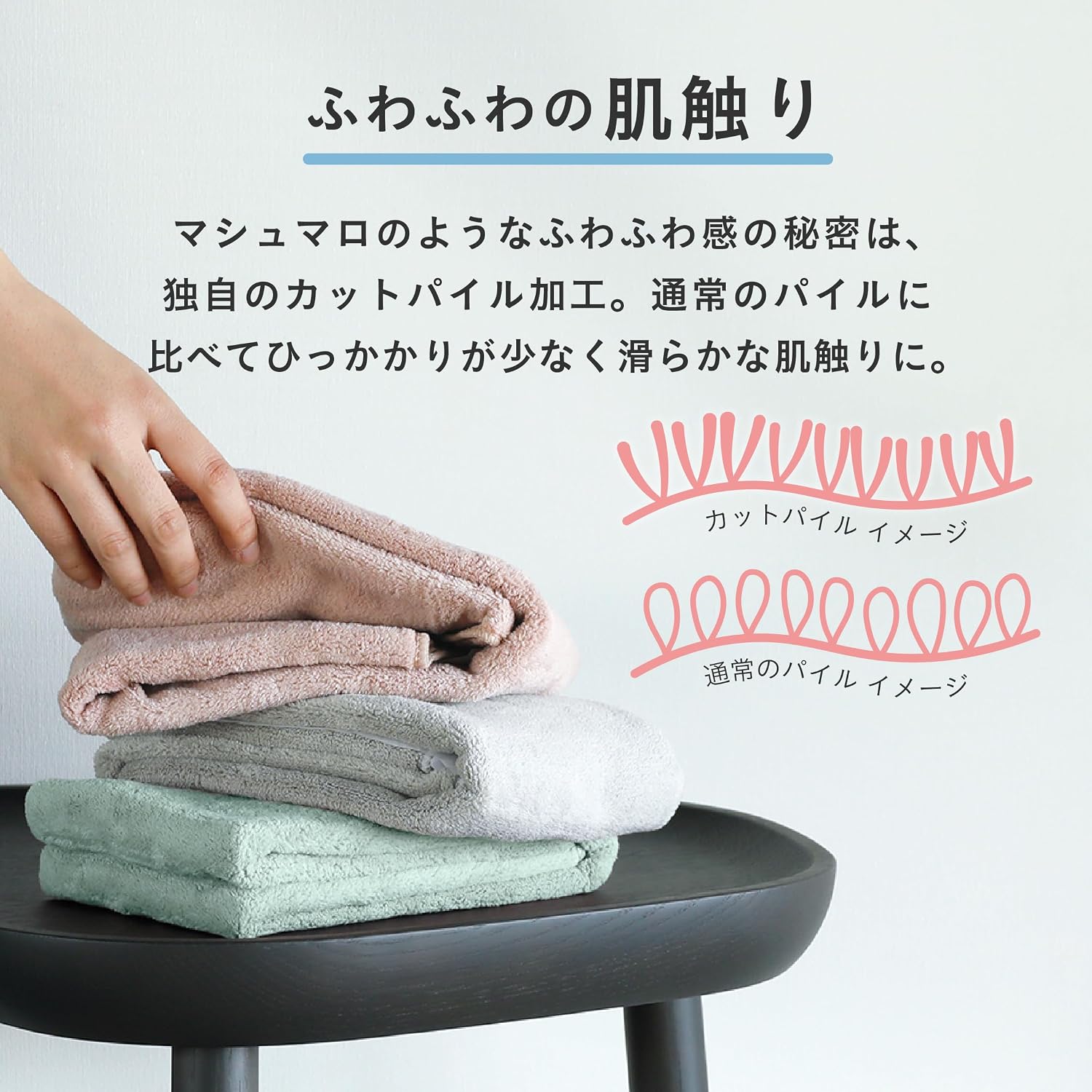 Detalle de シービージャパン carari カラリコス KOS ヘアドライタオル 2枚組 グレー 40×100cm