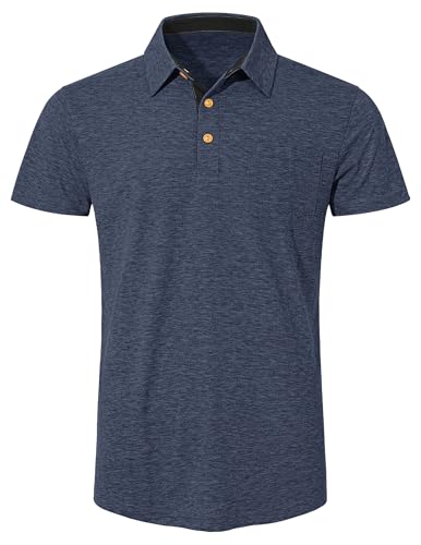 Thumbnail 2 de Polo TARAINYA da Uomo in Cotone Blu Navy con Tasca e Maniche Corte