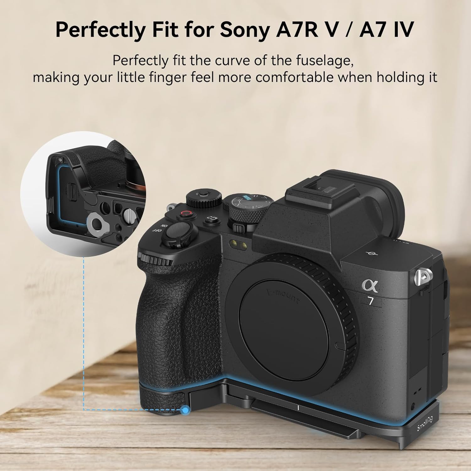 Thumbnail 1 de SMALLRIG 3666B Baseplate pour Sony A7R V / A7 IV : plaque de montage inférieure Arca, QD et 1/4-20