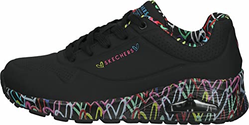 Detalle de Skechers Uno Loving Love, sneaker da donna nere in pelle sintetica, 39 EU