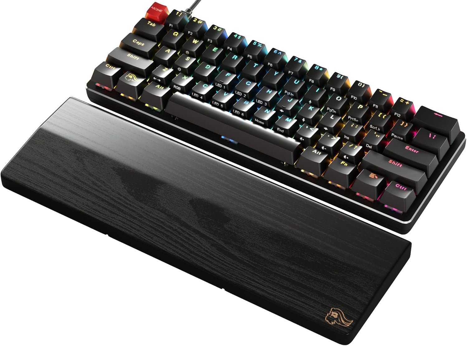 Detalle de Glorious Gaming Wooden Keyboard Wrist Rest (Kompakt) – Weißes Eschenholz, Onyx