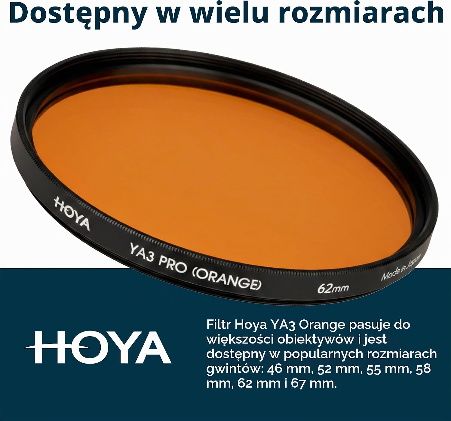 Detalle de Hoya YA3 HMC – pomarańczowy filtr fotograficzny 62 mm