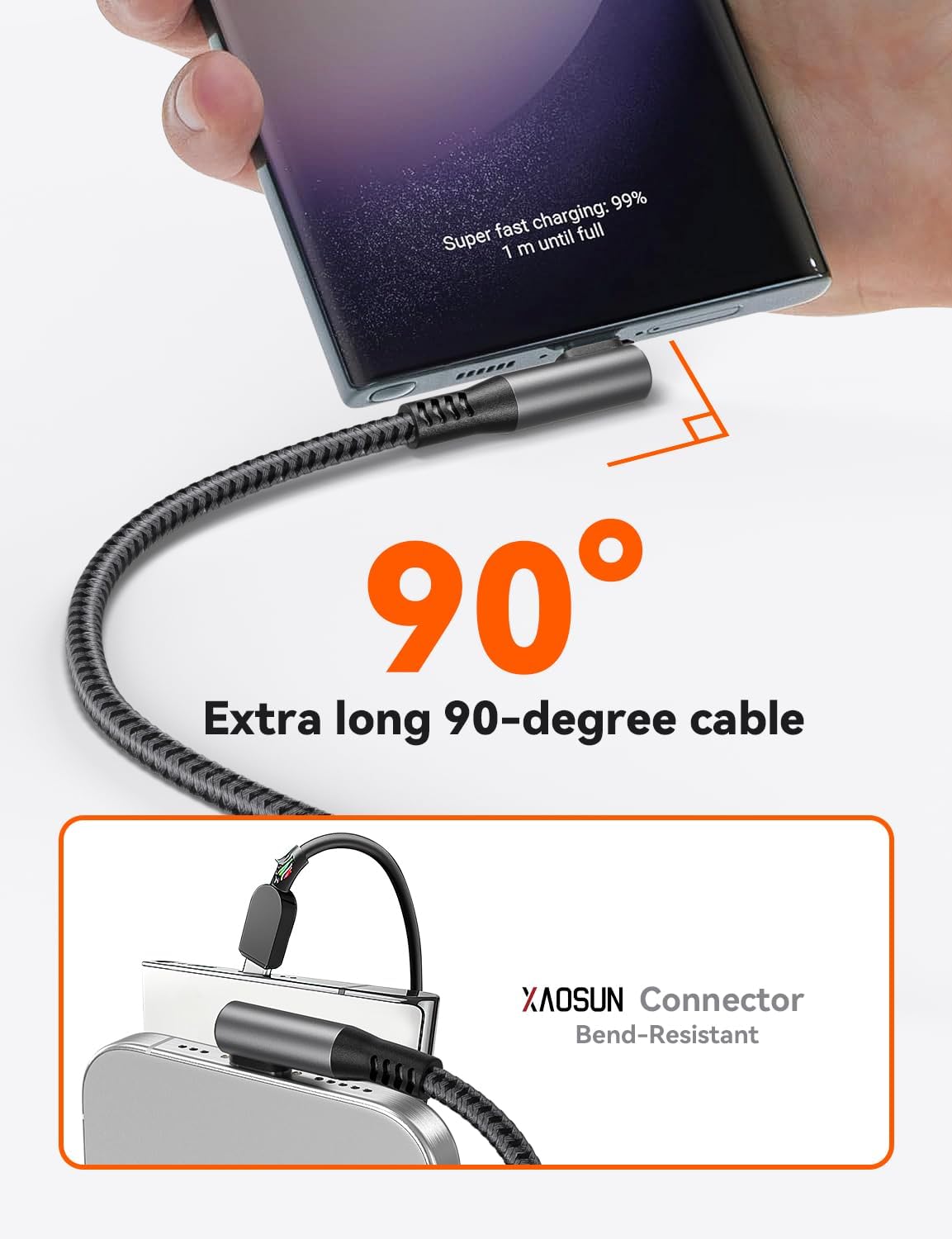 Thumbnail 2 de XAOSUN USB-C to USB-C Cable 5M | 240W PD 3.1, 90 Degree, E-Marker 2.0 for Wide Compatibility