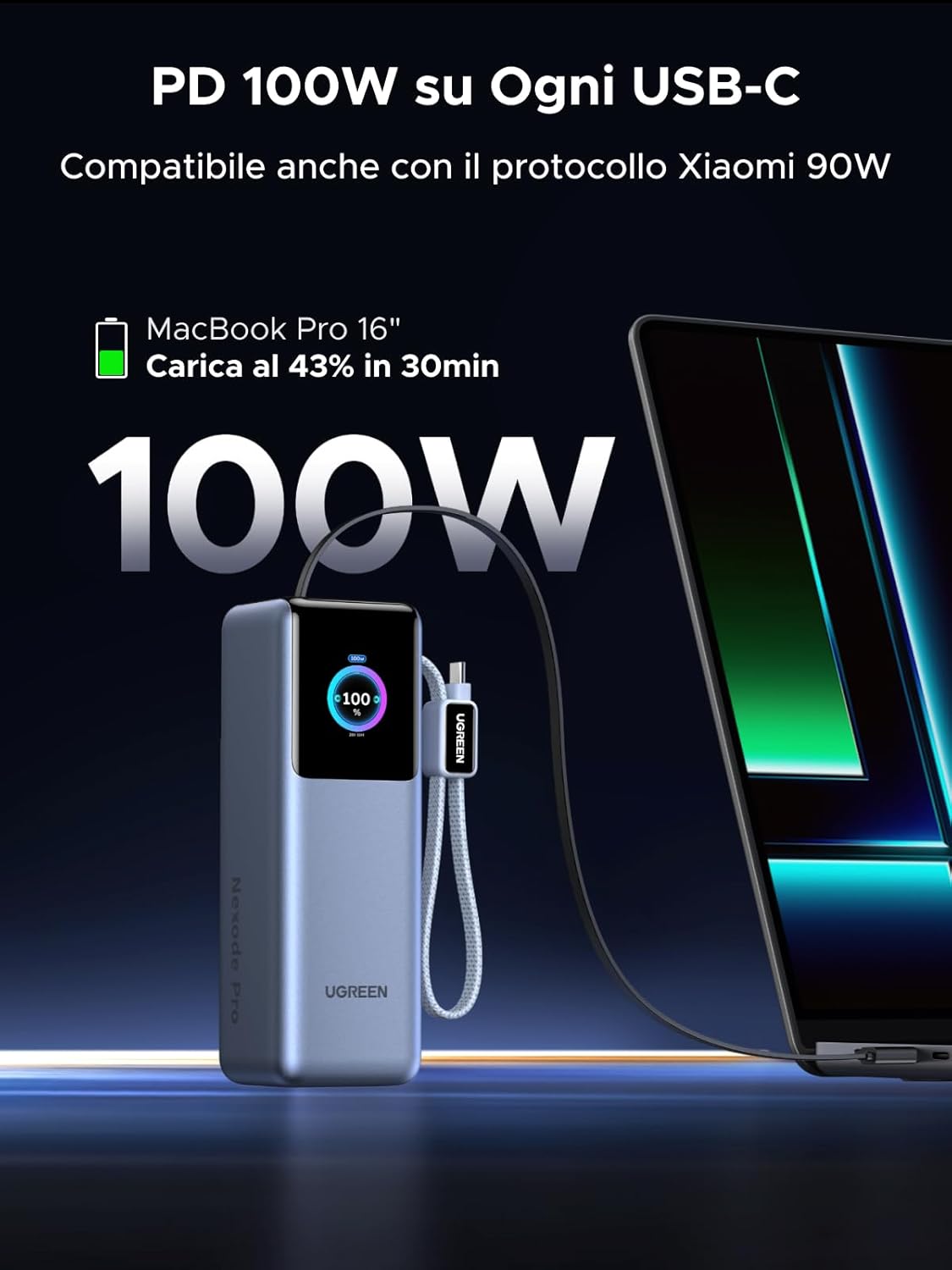 Thumbnail 3 de UGREEN Nexode Pro 200W Power Bank da 25.000 mAh con ricarica rapida e 2 uscite USB-C 100W