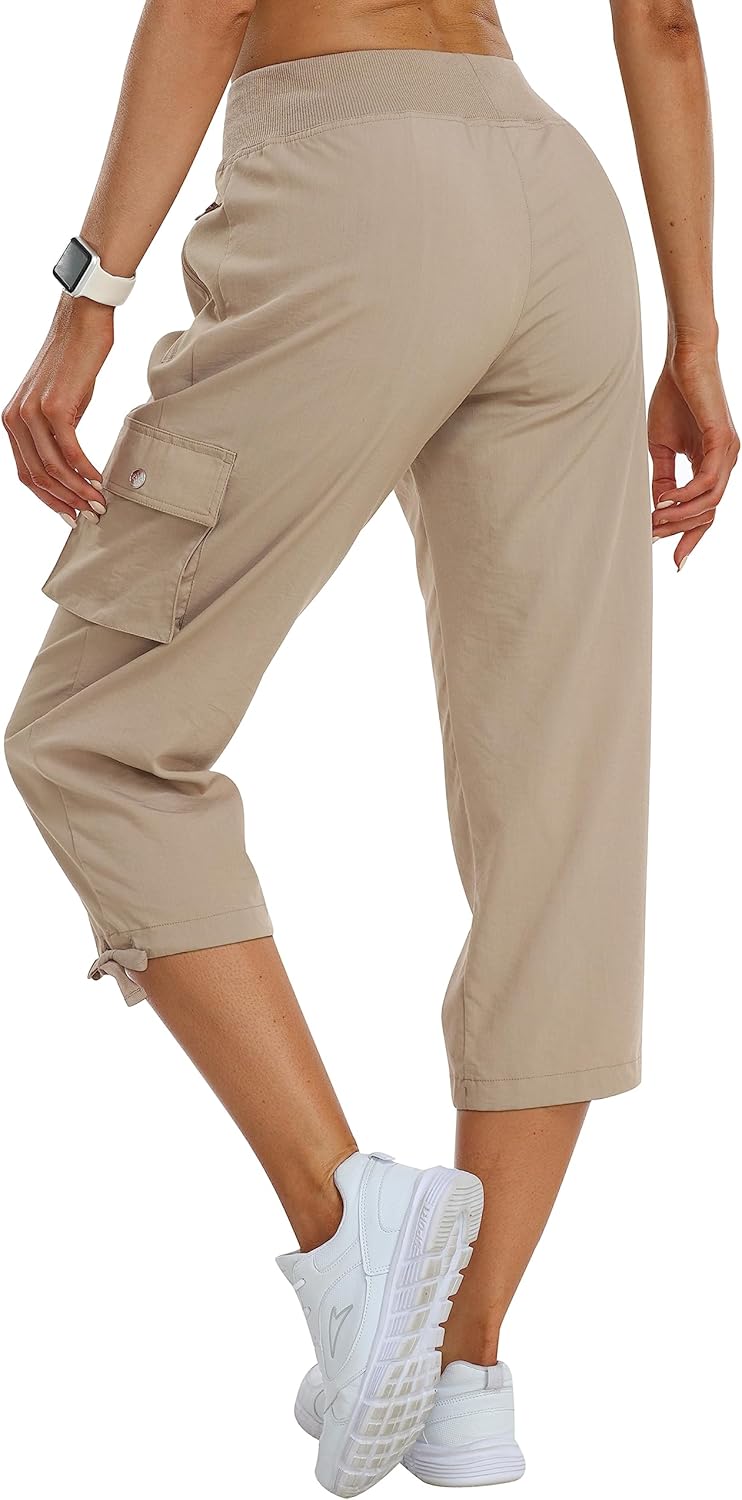 Thumbnail 1 de MoFiz Women’s Cargo Capris Pants – Loose Fit Quick-Dry Hiking & Travel Capris with Pockets