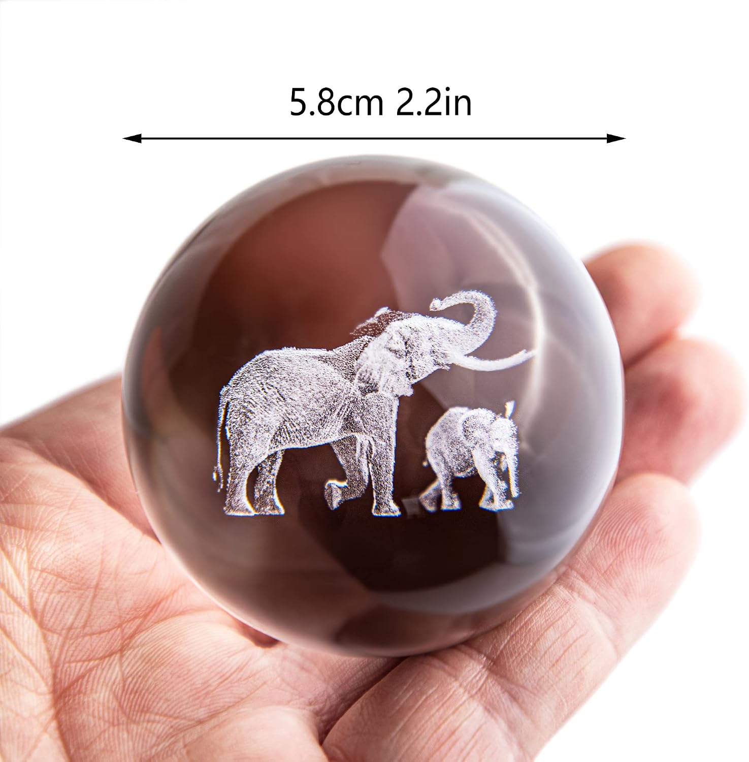 Thumbnail 3 de 60mm 3D Elephant crystal ball paperweight