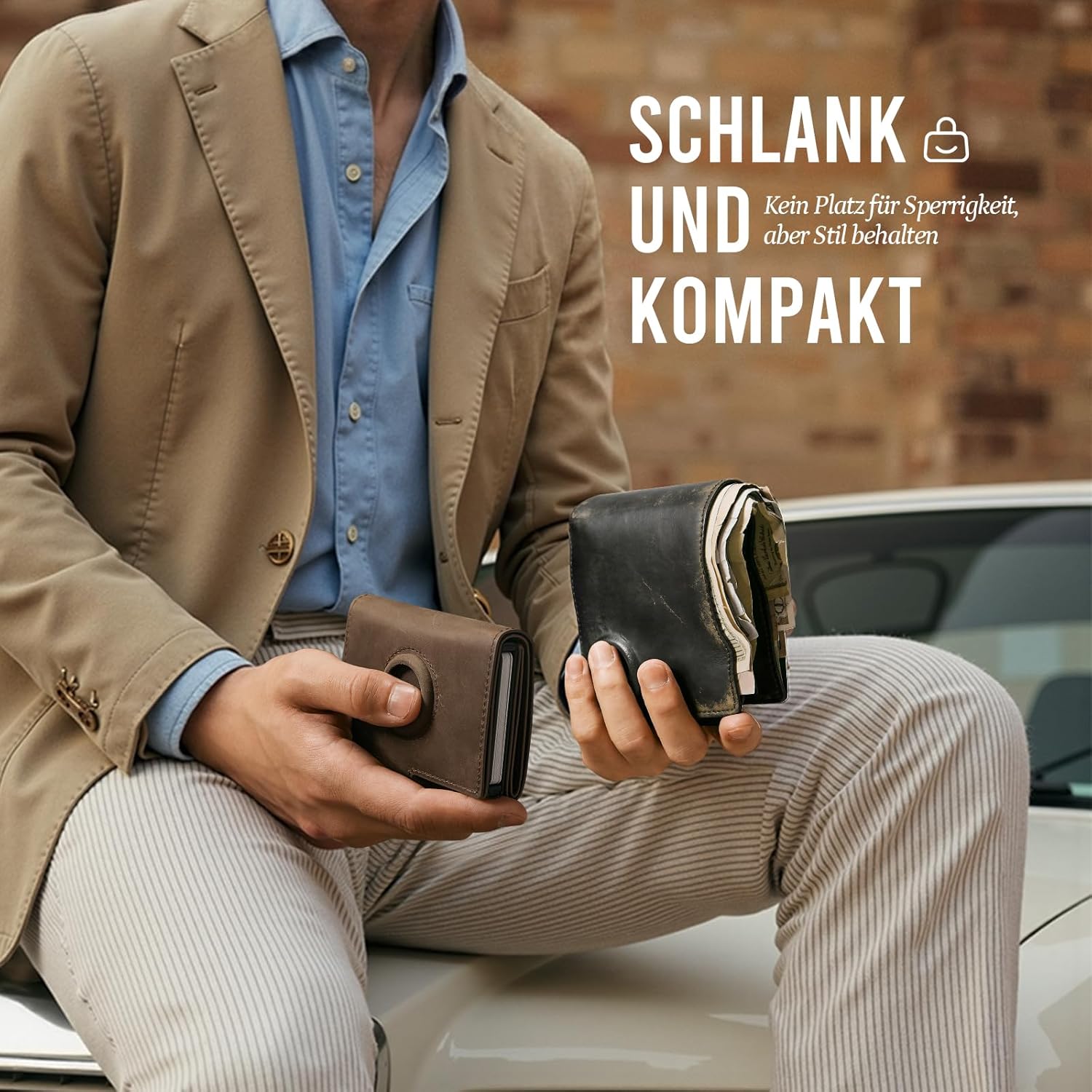 Thumbnail 3 de YESIIW Portmonee Herren – Echtleder mit AirTag Fach, Pop-Up Kartenetui, RFID Geldbörse Braun