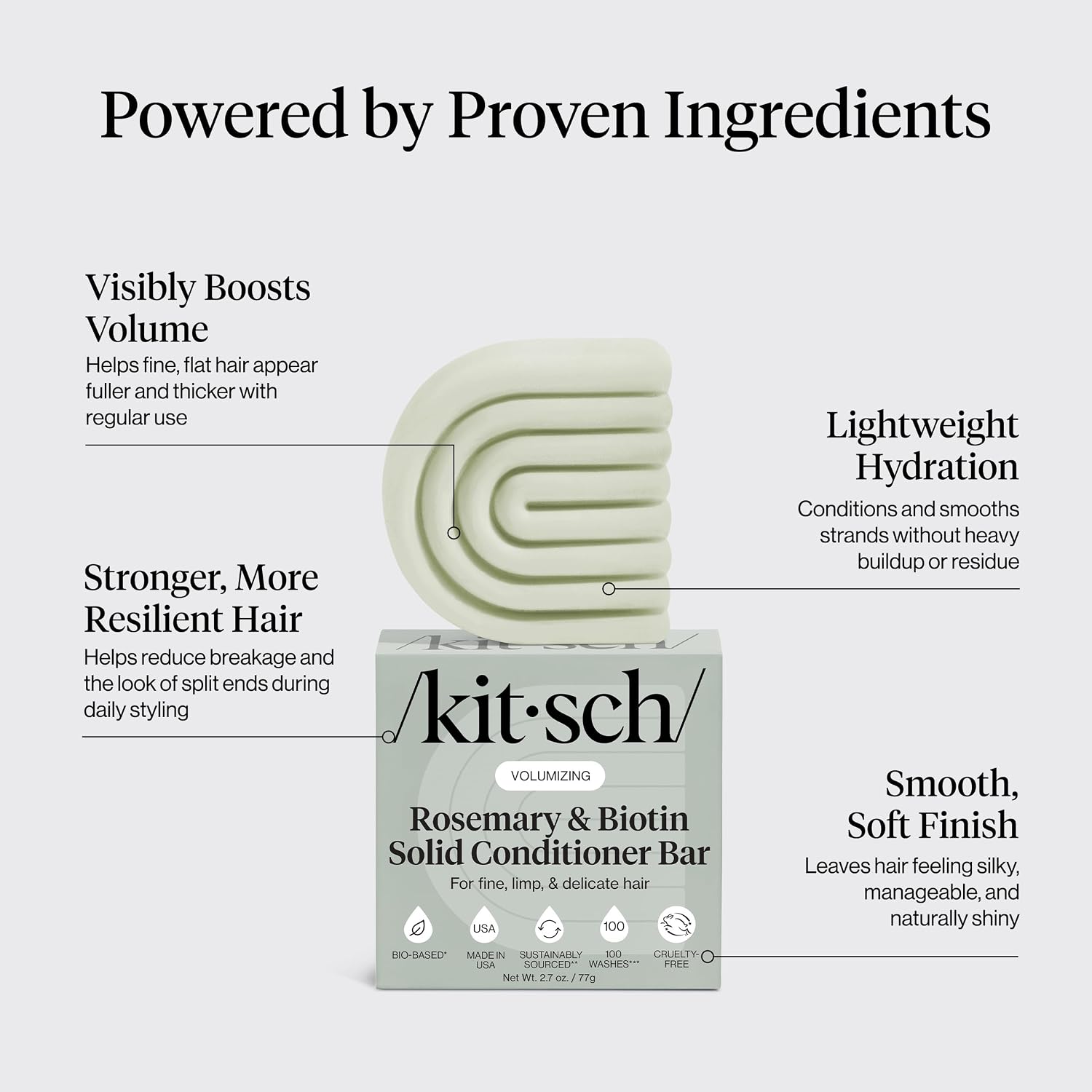 Detalle de Kitsch Rosemary & Biotin Volumizing Conditioner Bar 2.7 oz