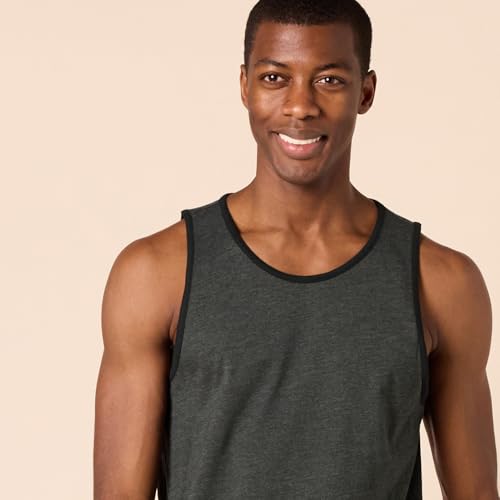 Detalle 2 de Amazon Essentials Camiseta de Tirantes de Ajuste Normal para Hombre – Negro Carbón Mezcla, talla XL