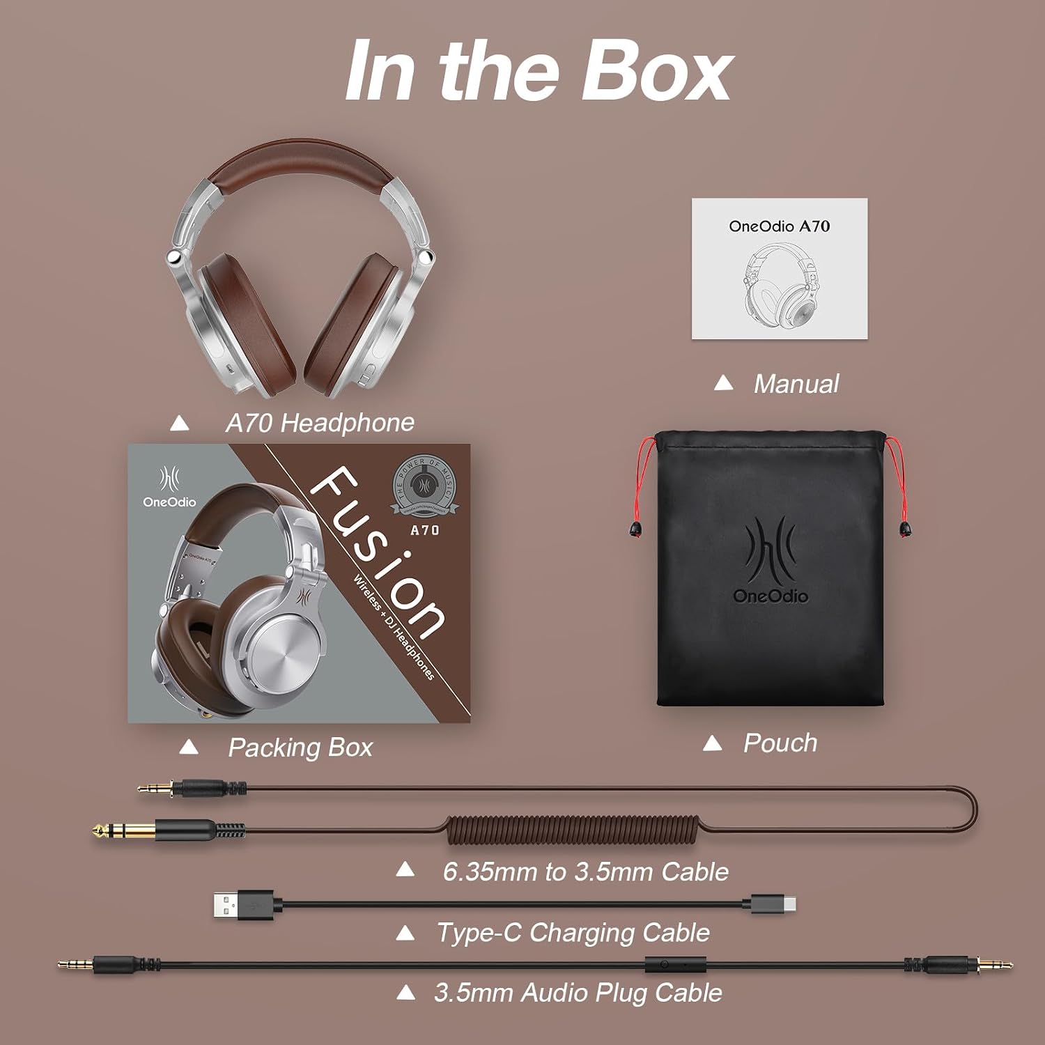 Thumbnail 6 de OneOdio A70 Bluetooth Over-Ear Headphones, 72-Hour Playtime, 3.5/6.35 mm Jacks
