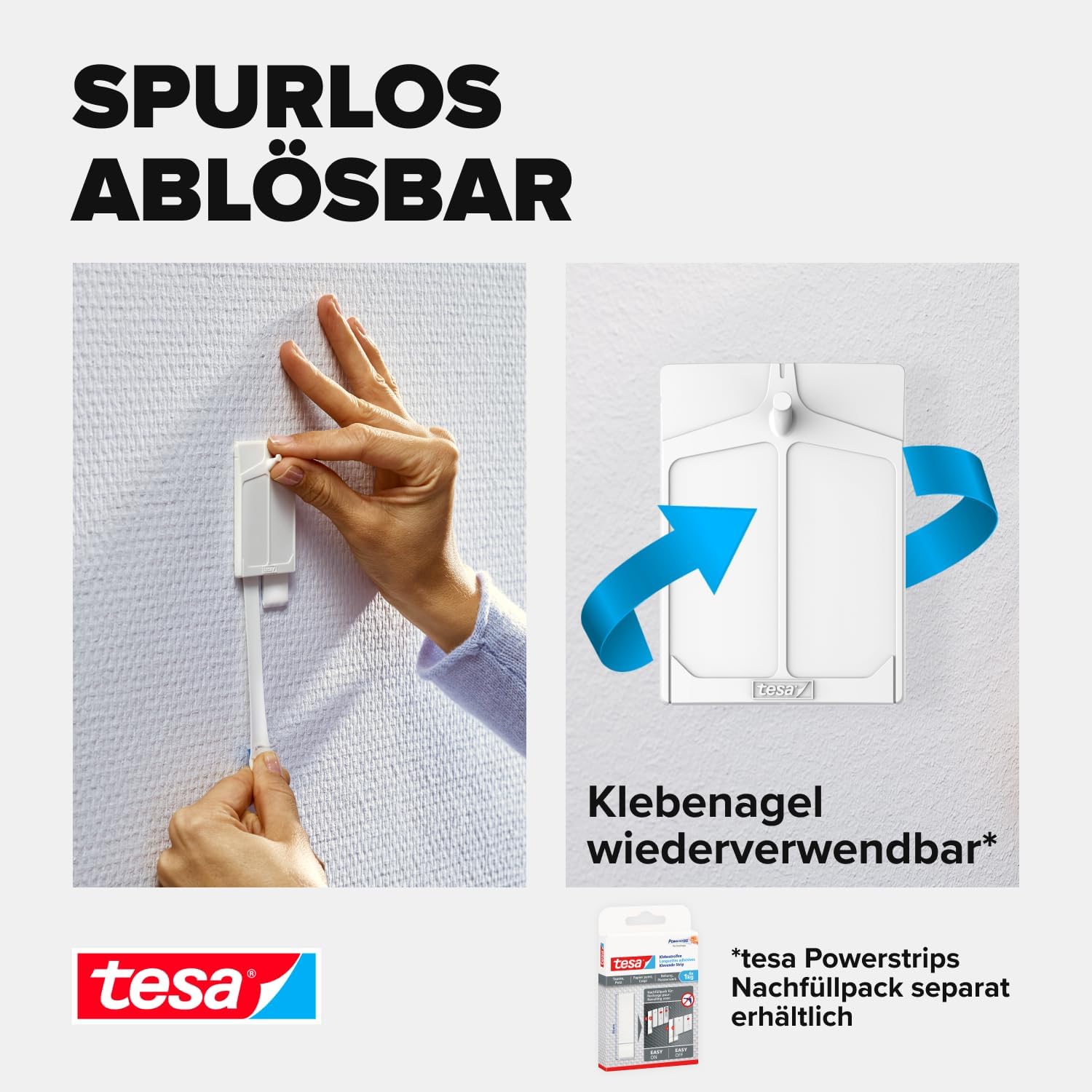 Thumbnail 5 de tesa Klebenagel für Tapeten und Putz 2 kg im 3er Pack – Selbstklebende Nägel für empfindliche Oberflächen