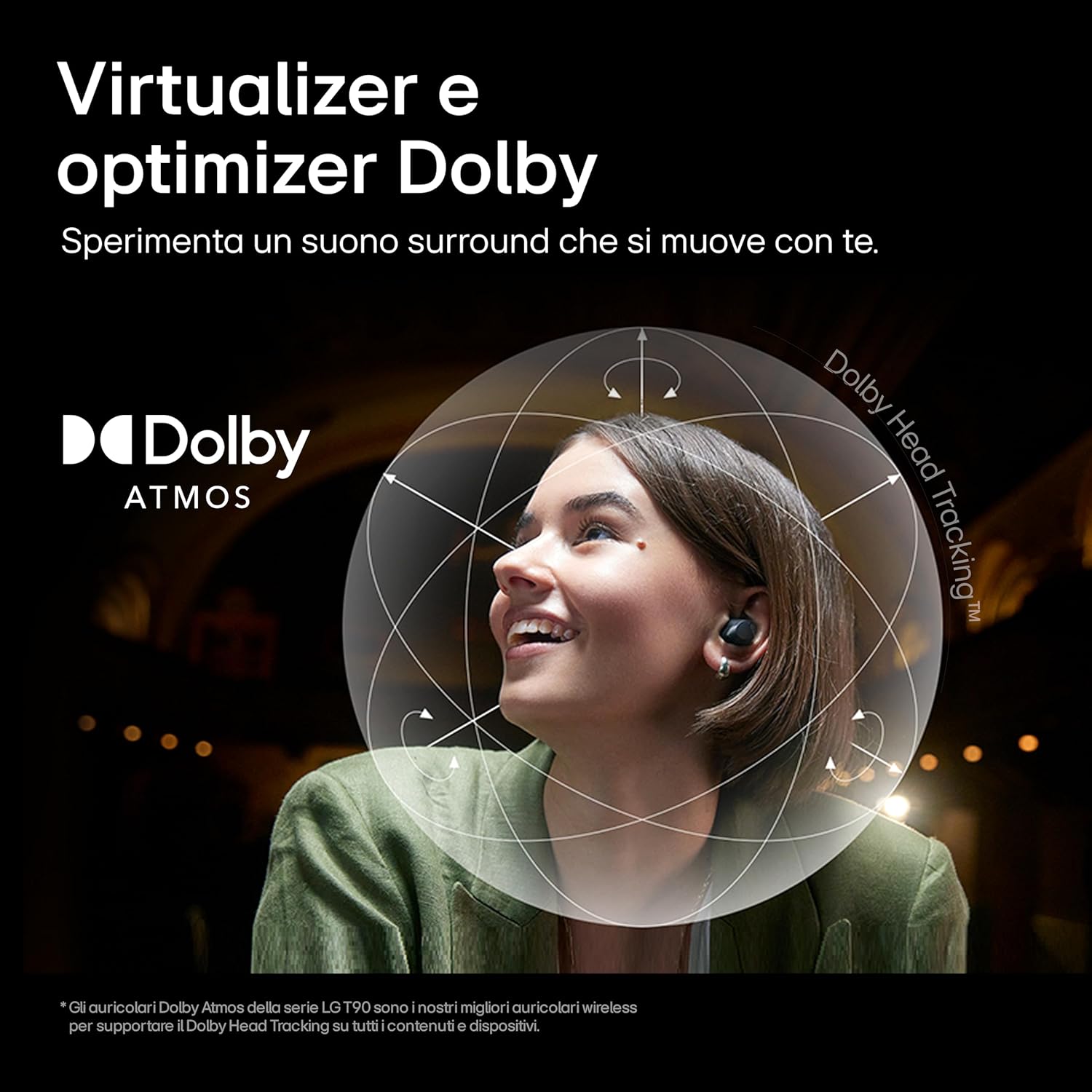 Thumbnail 1 de LG TONE Free T90S (TONE-T90S.AEUSLBK) Auricolari Bluetooth in-ear con ANC, Dolby Atmos e UVnano+