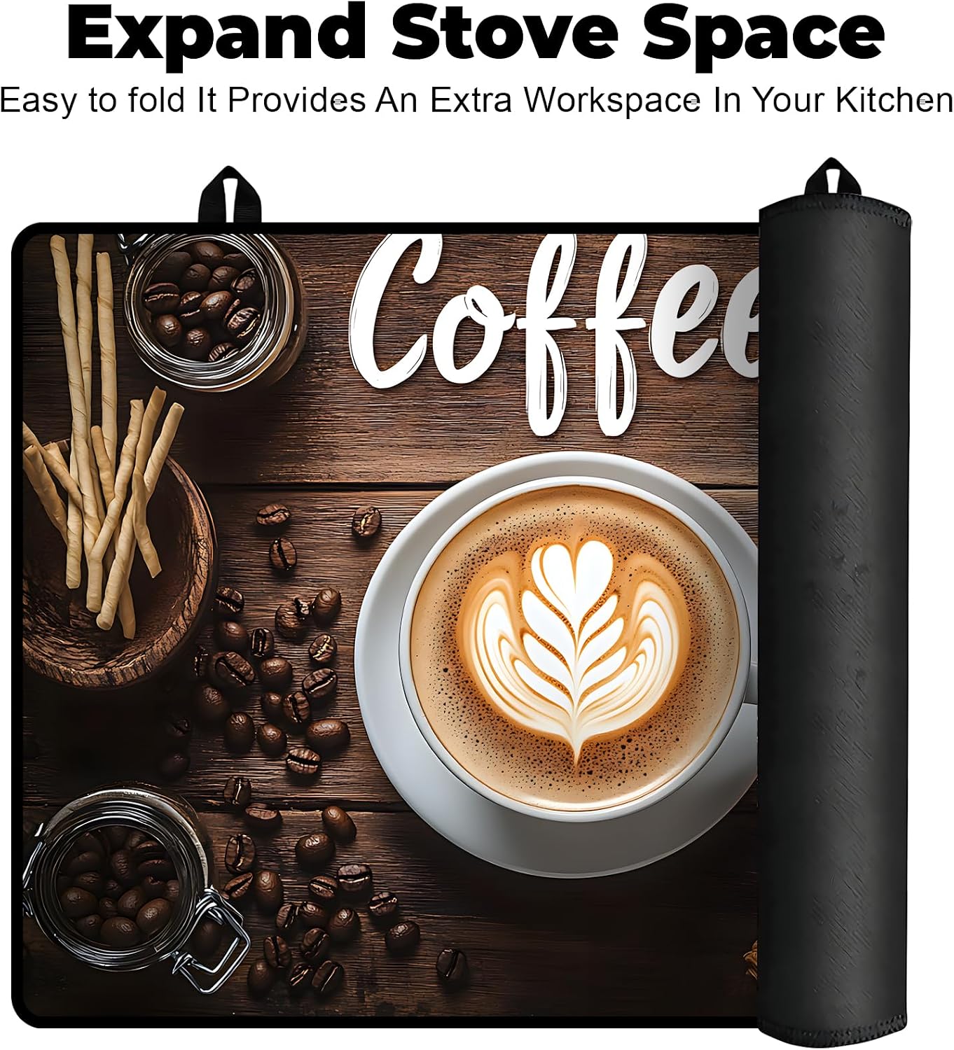 Detalle 2 de BSFHH SCG0001 Rubber Stove Top Cover Mat, Coffee, Non-Slip and Scratch-Resistant