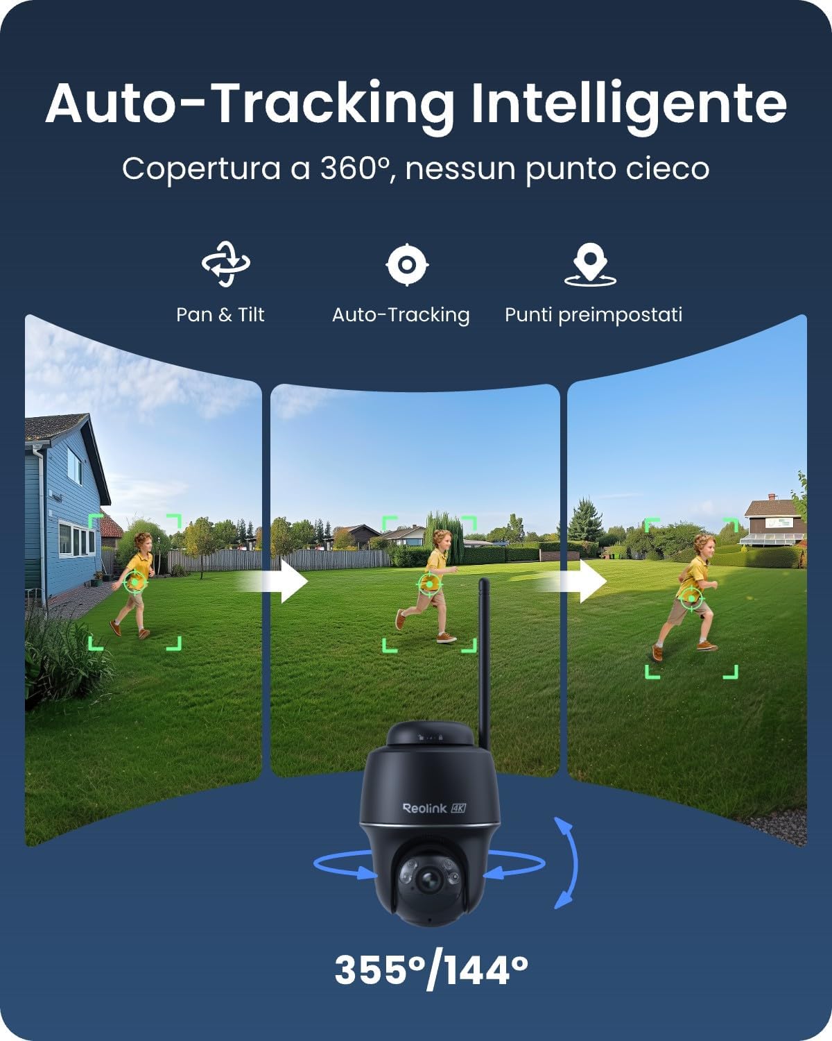 Thumbnail 2 de Reolink 4K Telecamera Wi-Fi Esterno con Batteria e Pannello Solare – 360° PTZ, Visione Notturna a Colori, Auto Tracking