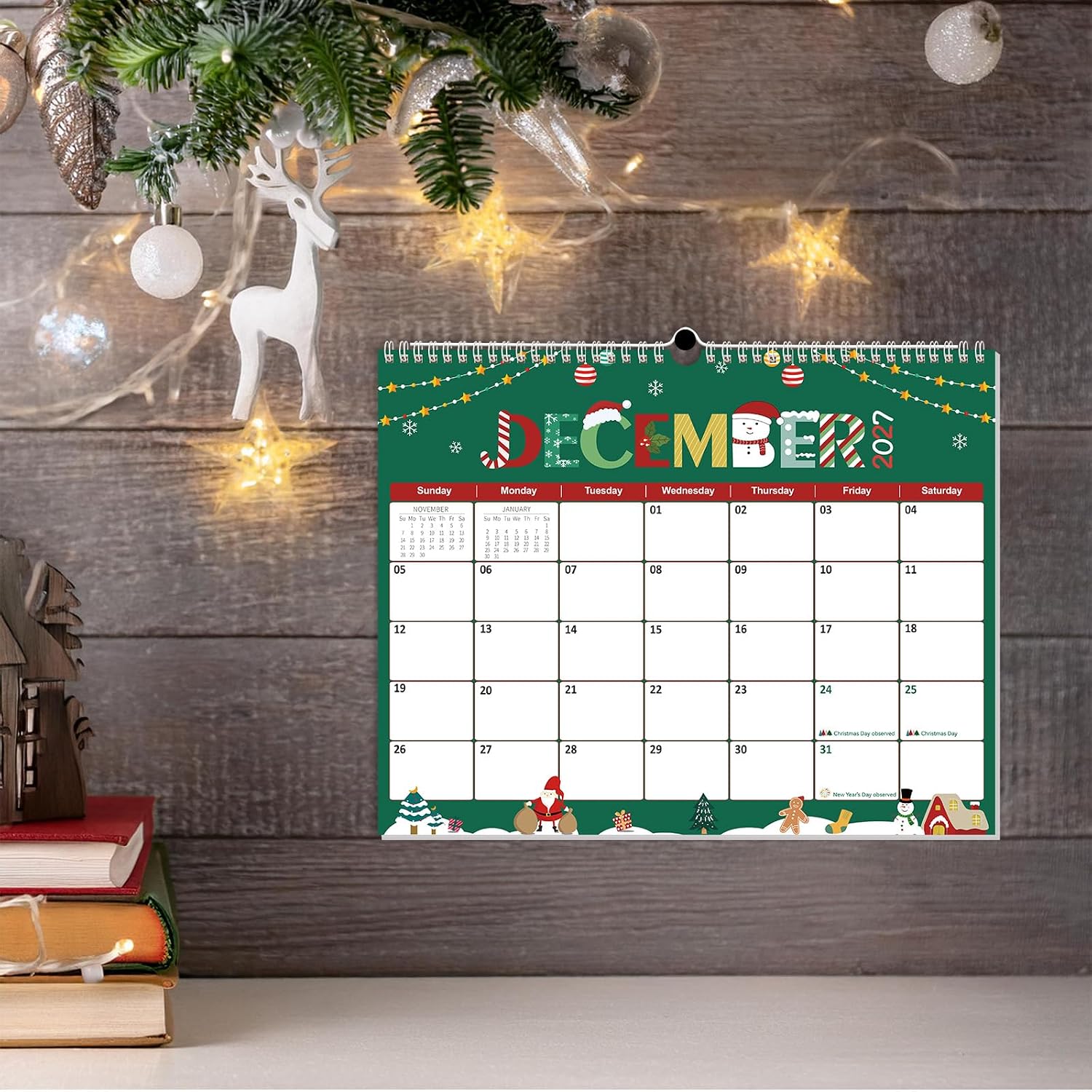 Detalle 2 de GuassLee F Festival cartoon B Wall Calendar, 21-Month October 2026–June 2028, 14" x 11