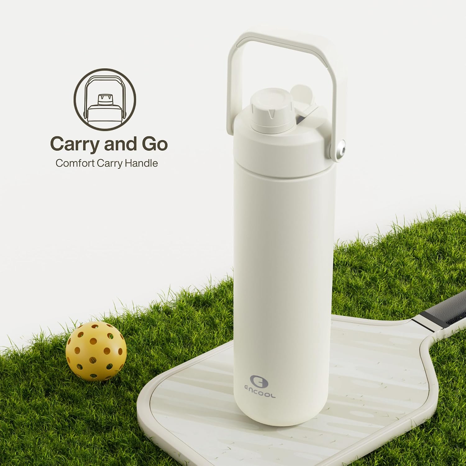 Thumbnail 4 de ENCOOL EC-IWBC Insulated Water Bottle, 26 oz, Straw Lid, Cream Moon