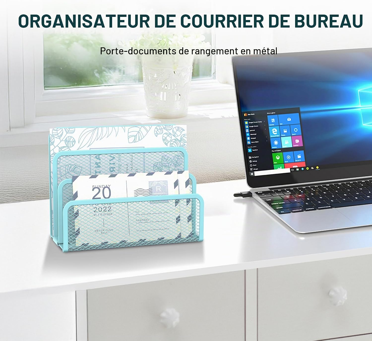 Detalle de SUPEASY sxg03 brievenorganizer van metaal met 3 vakken, blauw