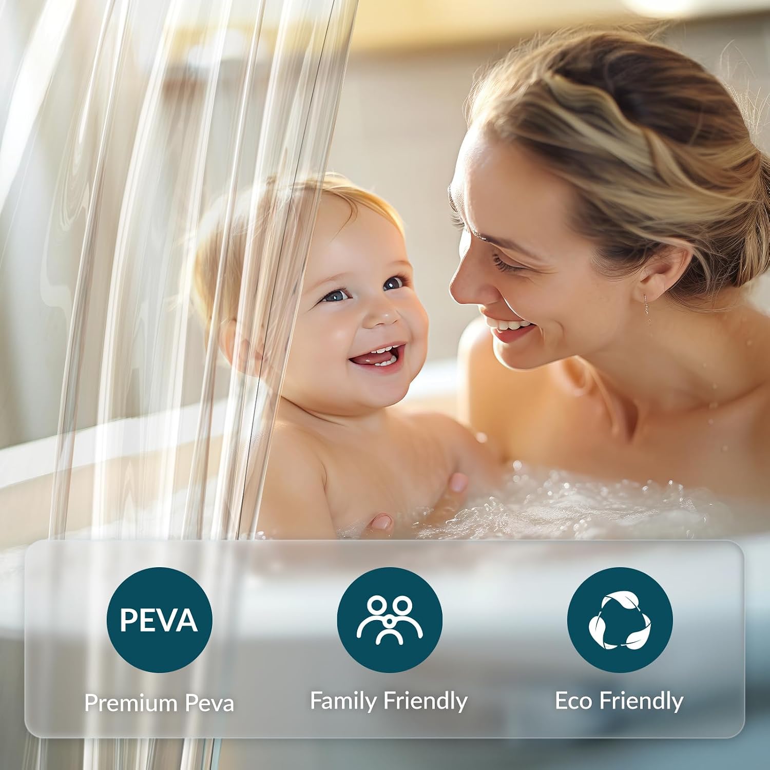 Detalle de Titanker 36 x 72-Inch Clear PEVA Shower Curtain Liner with 2 Magnets