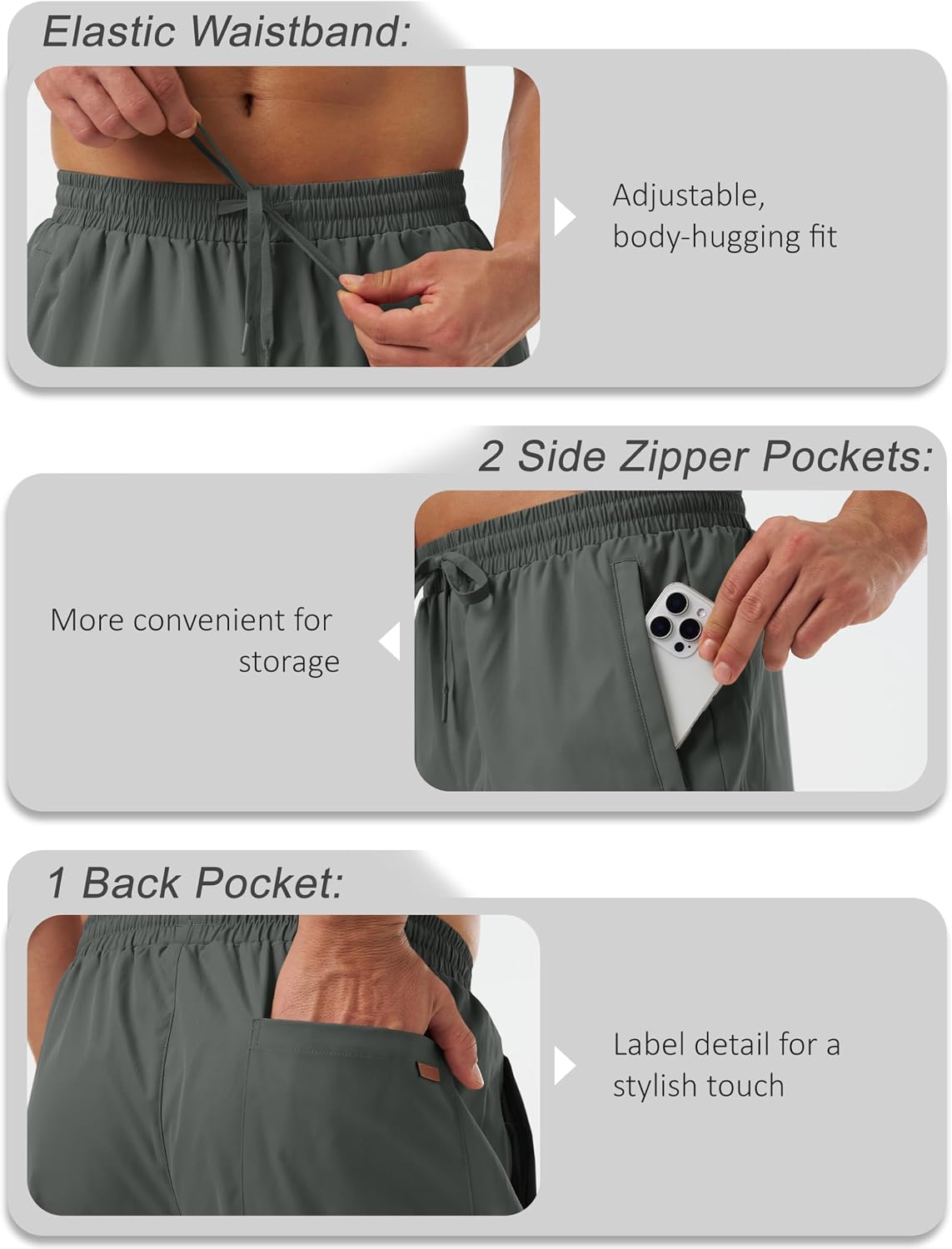 Thumbnail 4 de TACVASEN Men's Trousers: Lightweight Casual Gym Walking Pants with Pockets