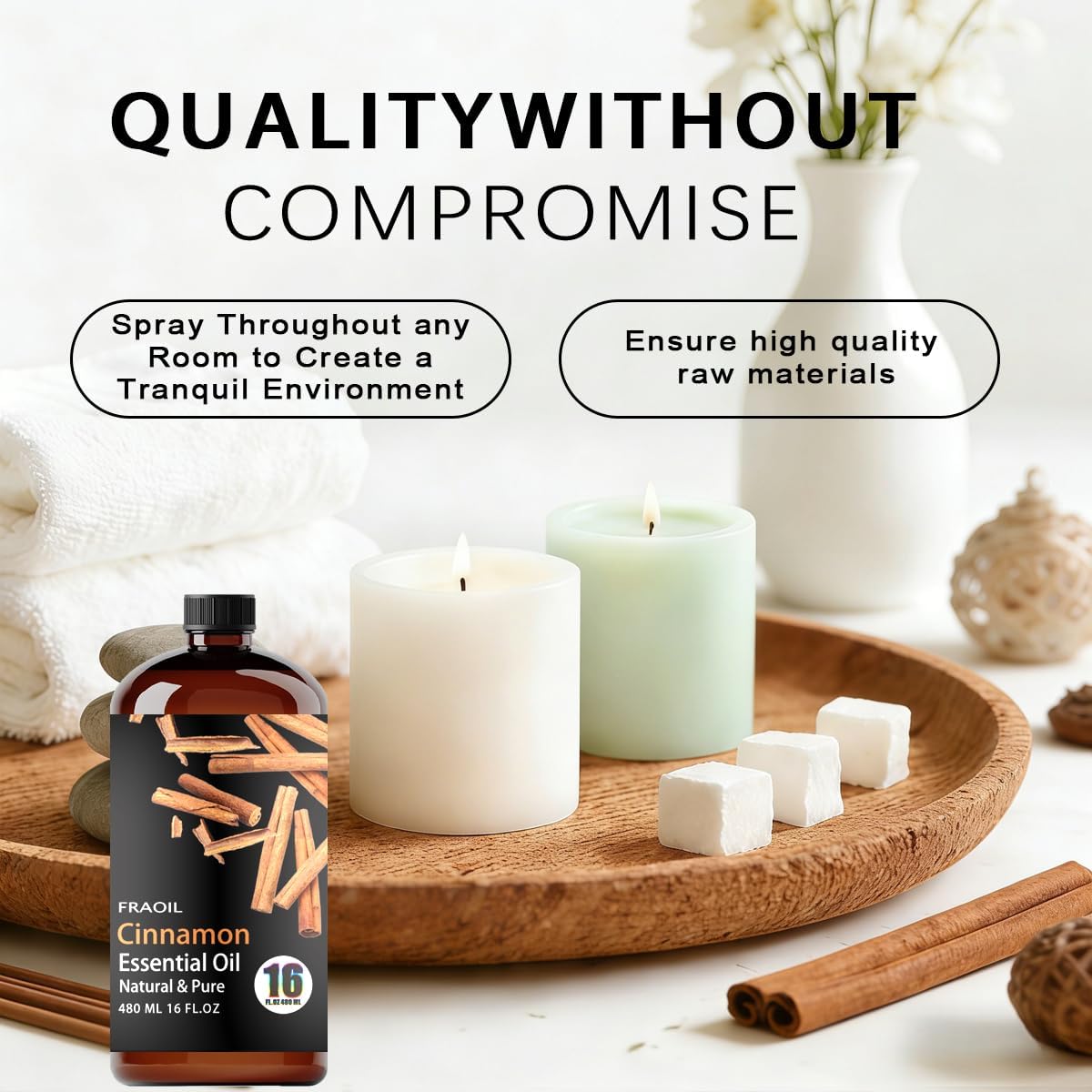 Detalle de FRAOIL Cinnamon Essential Oil 16 oz (480 ml) for Diffuser, DIY Crafts & Aromatherapy