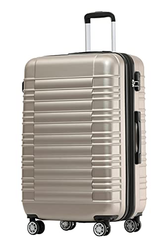 Detalle de BEIBYE Reisekoffer 2088 Hartschalekoffer Größe L – Champagner, ABS-Kunststoff, 75 L