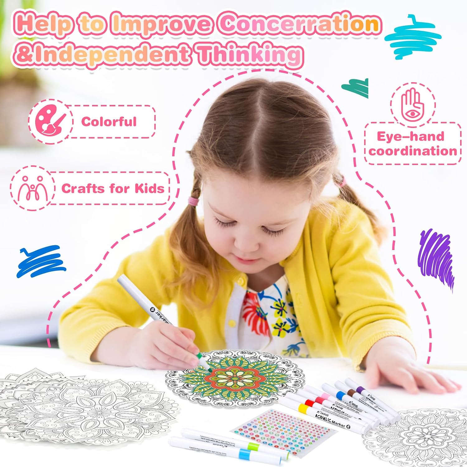 Detalle de WhizWinks DIY Window Art Craft Kit (ages 5–10) – Creative Suncatchers Window Clings with Markers