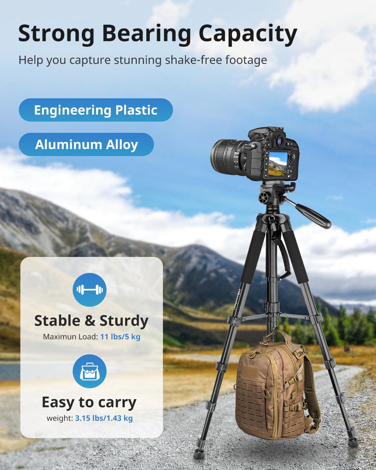 Thumbnail 5 de UBeesize Kamerastativ (188 cm) mit Handyhalterung und Fernbedienung für Telefon, DSLR & Spektive