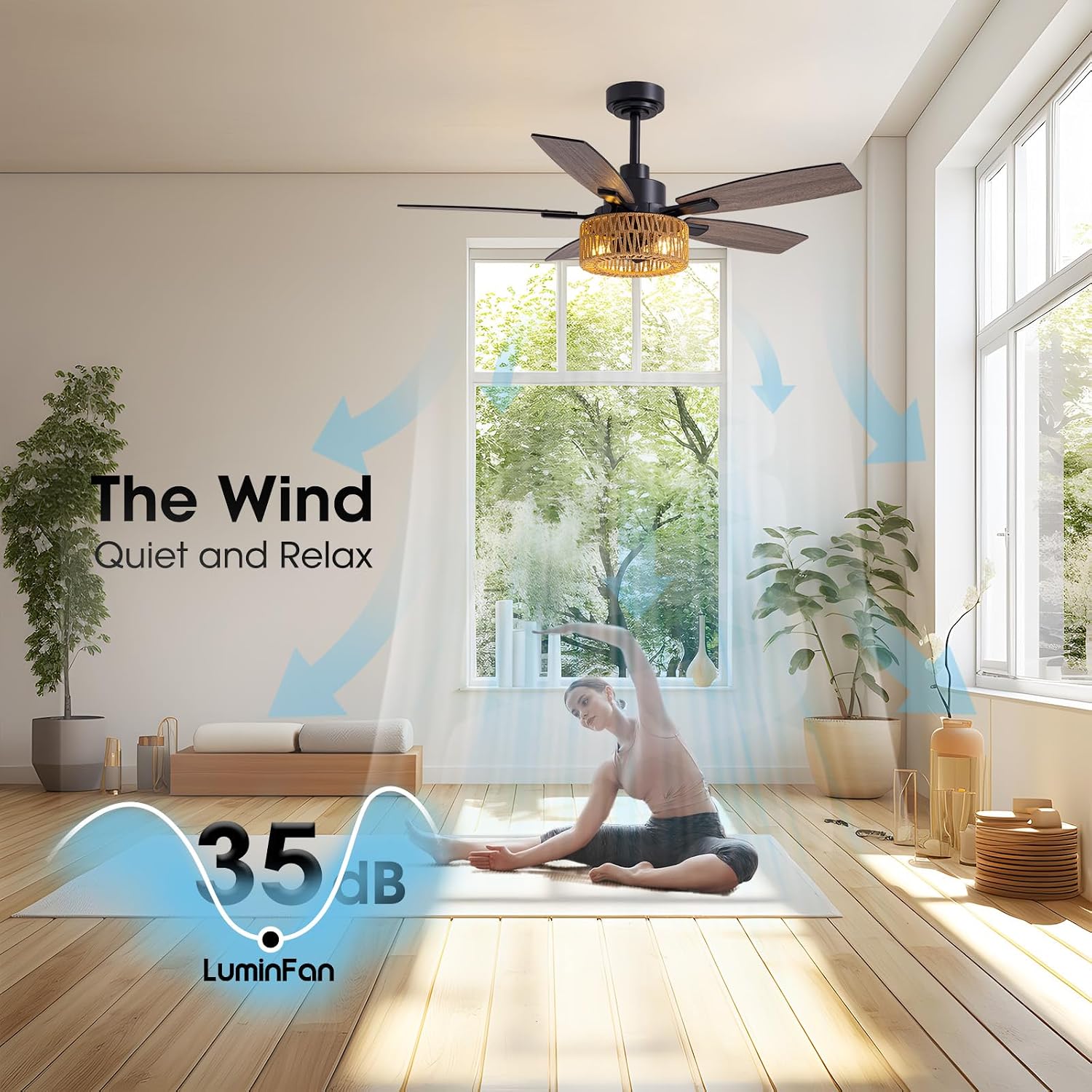Detalle 2 de LuminFan FS-8916D-46-01 46-Inch Boho Ceiling Fan with Light