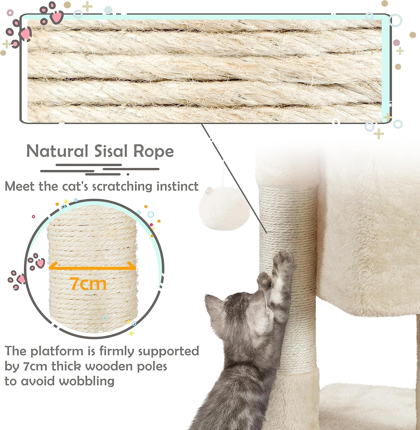 Thumbnail 6 de Yaheetech Cat Tree Tower 52 cm Top