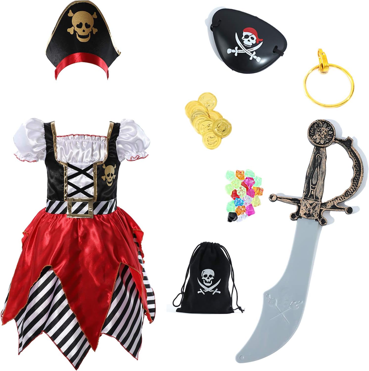 Sincere Party Girls Pirate Costume Deluxe Set for 5-6 Years