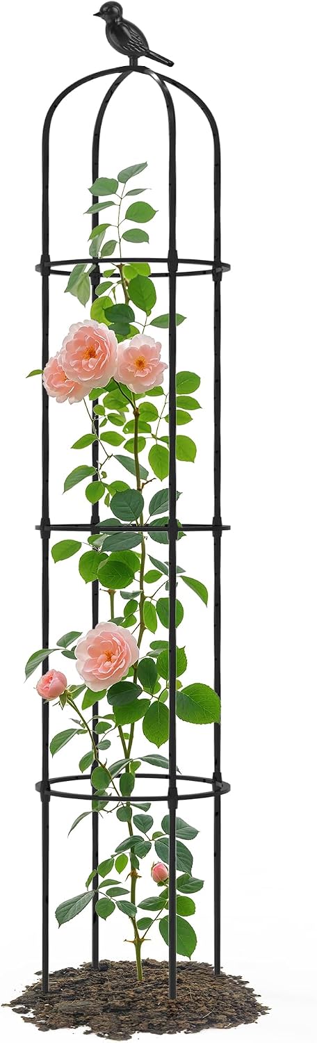 Detalle de Trellume TL-HJ-010 Garden Obelisk Trellis, Adjustable Steel Support, 69 in.