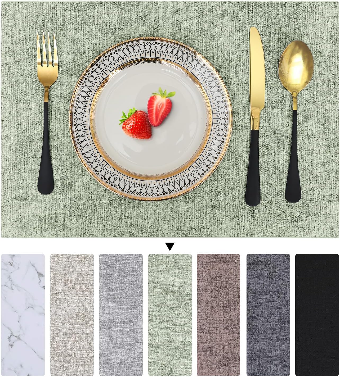 Thumbnail 6 de Homaxy placemats van kunstleer, 43 x 30 cm, beige, set van 4
