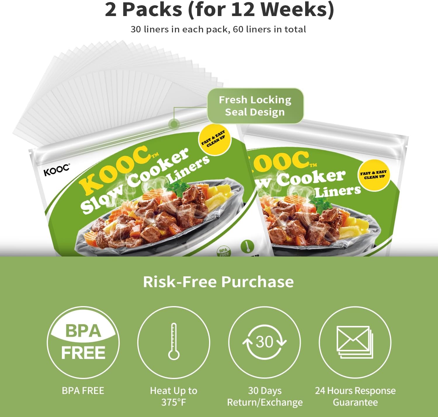 Detalle de KOOC Slow Cooker Liners, 13" x 21