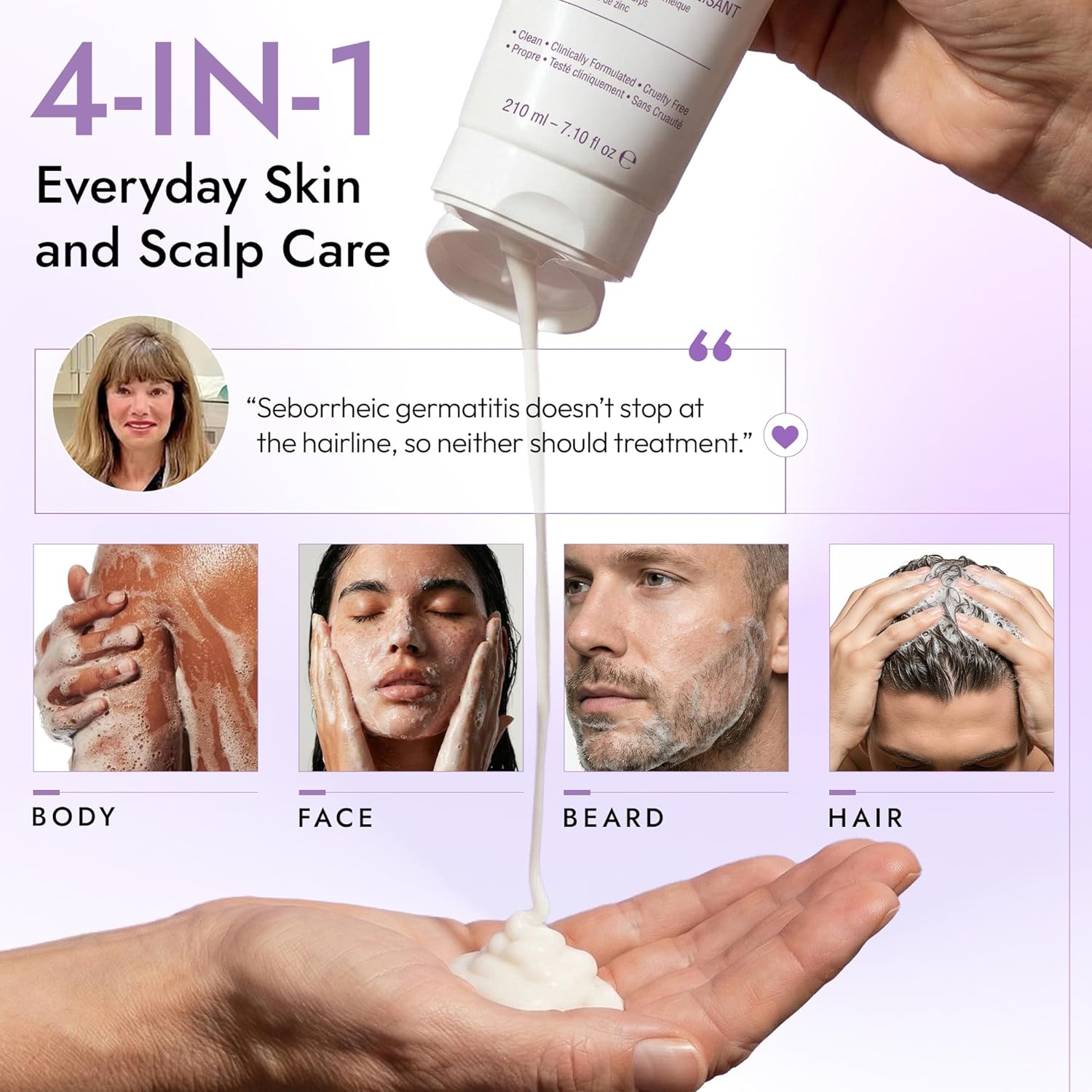 Thumbnail 2 de DERMAdoctor 2% Pyrithione Zinc Tranquility Cleanser: A Multi-Use, Over-the-Counter Solution for Seborrheic Dermatitis and Dandruff